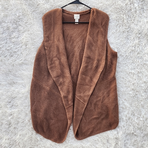 Chico's Brown Knit Sweater Vest Cardigan - Picture 1 of 5